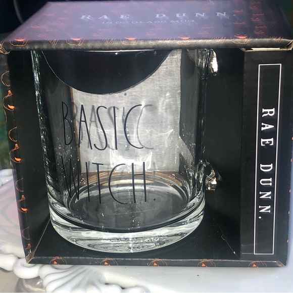 NIB Rae Dunn “Basic Witch” Clear Glass Mug - Picture 1 of 6